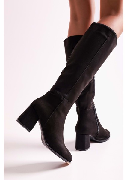 Kadın Kiella Siyah Süet Topuklu Çizme fırsatları
