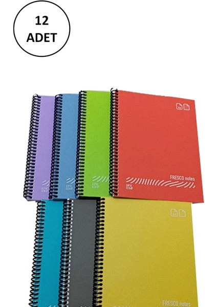 Fresco Spiralli Plastik Defter A4 96 Yaprak Çizgili GP 3-4935000-2011 12 Adet