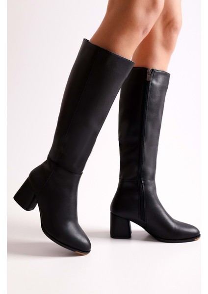 Kadın Kiella Siyah Cilt Topuklu Çizme