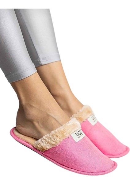 Peluşlu Kadın Ev Terliği Pembe