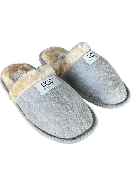 Peluşlu Ev Terliği Gri