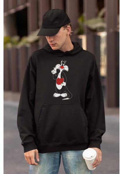 Sylvester Tweety Baskılı Çiftler Için Kapüşonlu Sweatshirt
