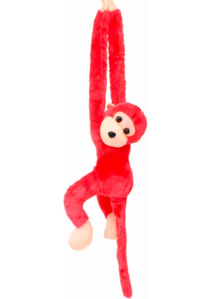 Kara Toys Peluş Sarılan Maymun - Kırmızı Renk - Sesli Versiyon - Büyük Boy 70 cm