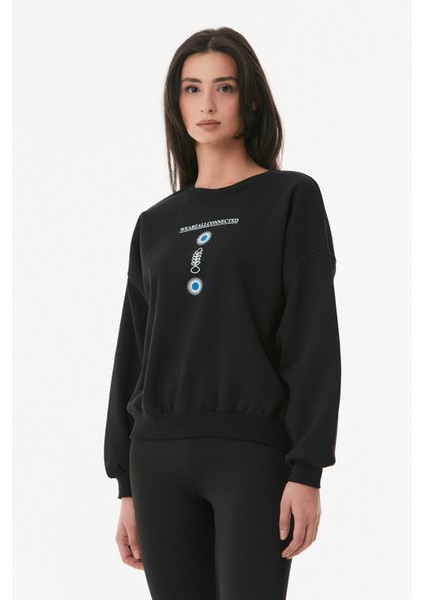 Baskılı Bisiklet Yaka Sweatshirt fiyatları