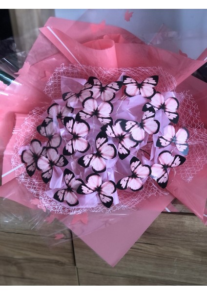 Pembe Kelebek Buketi LED Işıkı Konsept Hediyelik fiyatları
