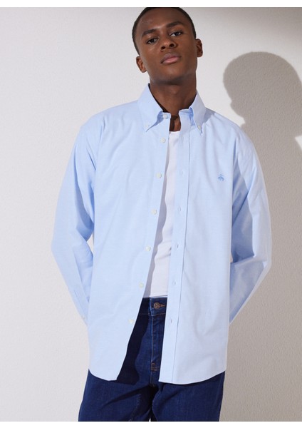 Regular Fit Klasik Yaka Mavi Erkek Gömlek BBSP23MSH083