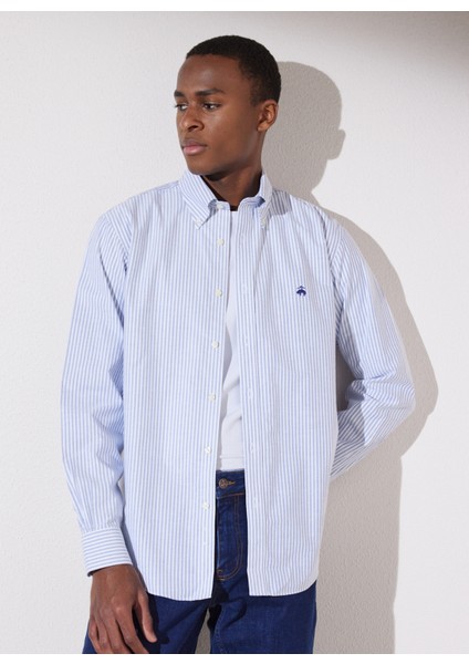 Slim Fit Klasik Yaka Mavi Erkek Gömlek BBSP23MSH087 fiyatları