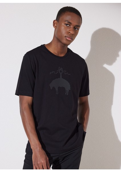 Bisiklet Yaka Siyah Erkek T-Shirt BBSP23MTS006 fiyatları