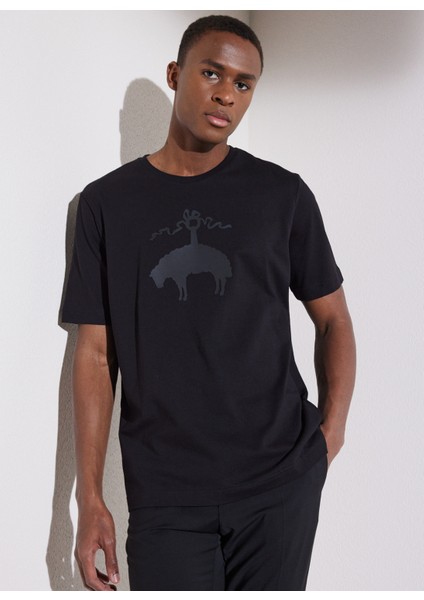 Bisiklet Yaka Siyah Erkek T-Shirt BBSP23MTS006 modelleri