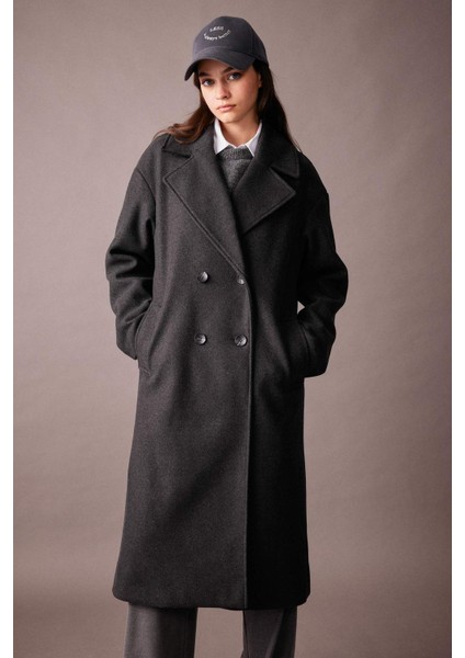 Su Geçirmez Oversize Fit Kaşe Kaban A0915AX23WN