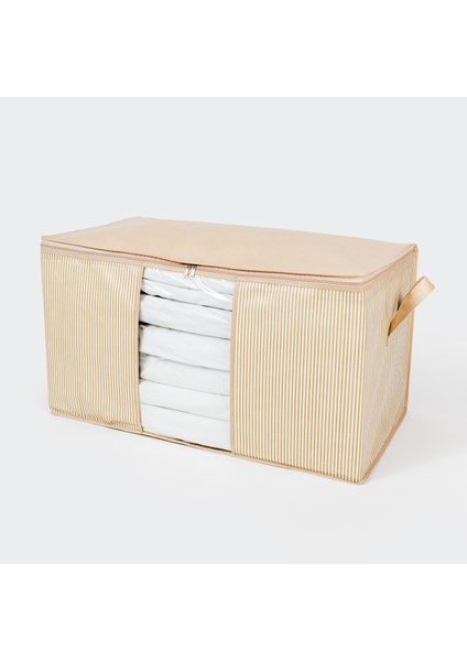 4 Adet Mega Boy Pencereli Çizgi Desen Baskılı Krem Yorgan Düzenleyici Hurç 90X50X50 cm indirimleri