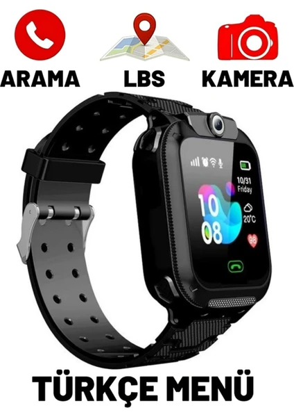 My Watch LBS  Konumlu Akıllı Çocuk Takip Saati Sim Kartlı Arama, Kameralı, Gizli Dinleme Özellikli Q12 - Siyah