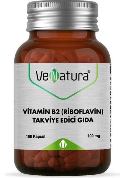 Vitamin B2 (Riboflavin) Takviye Edici Gıda 100 Kapsül