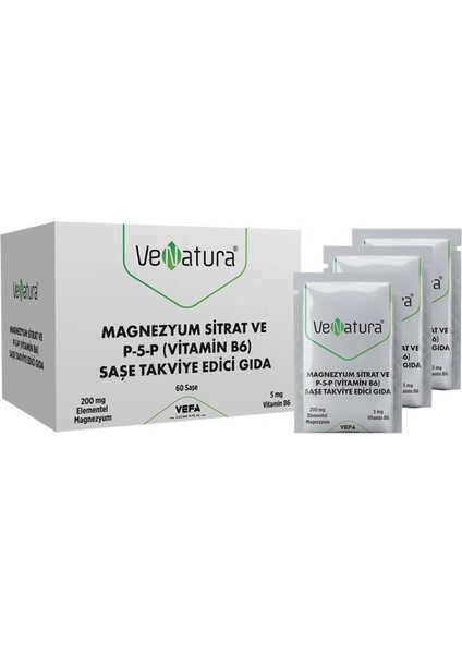 Magnezyum Sitrat P-5-P Vitamin B6 60 Saşe