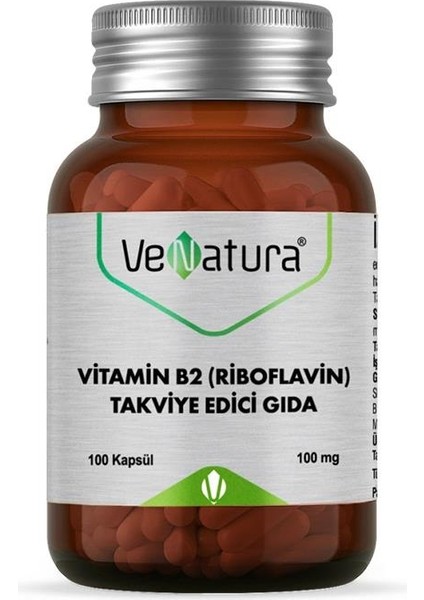 Vitamin B2 (Riboflavin) Takviye Edici Gıda 100 Kapsül