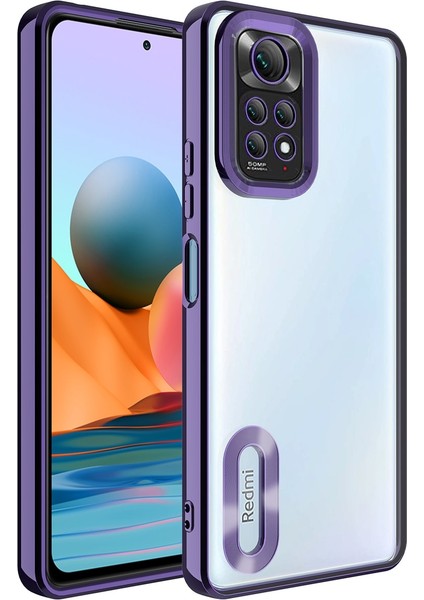 Xiaomi Redmi Note 11 Pro Kılıf Logo Gösteren Parlak Kenarlı Kamera Lens Korumalı Şeffaf Omega Silikon Kapak