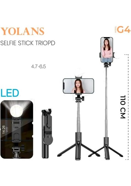 Akıllı Telefonlar İçin Tripod Kendinden Işıklı Ultra Hafif 360 Derece Dönebilen Başlık Android ve iPhone ile uyumlu Katlanabilir Video Kaydı için Sabitleyici G4 (Model G4) fiyatları