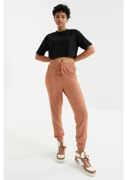 Tommy Lıfe Tarçın Bel Büzgülü Bağcıklı Jogger Bürümcük Kumaş Kadın Eşofman Alt - 94620 T12BY-94620