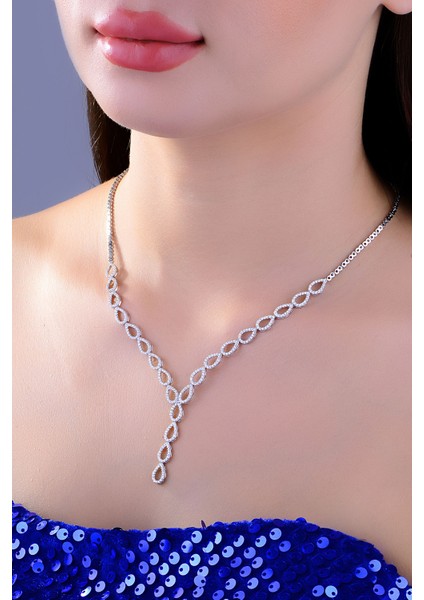 Kadın 925 Ayar Gümüş Damla Salkım Pırlanta Montür Su Yolu Set fiyatları