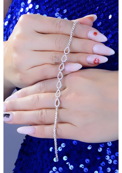 Kadın 925 Ayar Gümüş Damla Salkım Pırlanta Montür Su Yolu Set modelleri