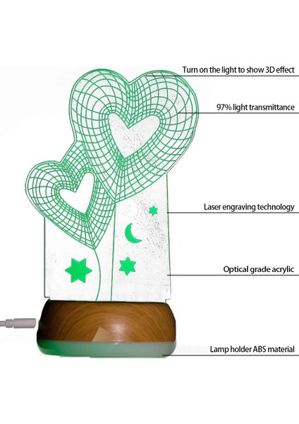 Yaratıcı Masa Lambası-Kalp-Alt Parlayan Dokunuş (Yurt Dışından)