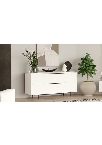 Ocean Konsol 4 Kapaklı Metal Ayaklı 160CM Beyaz On3-W modelleri