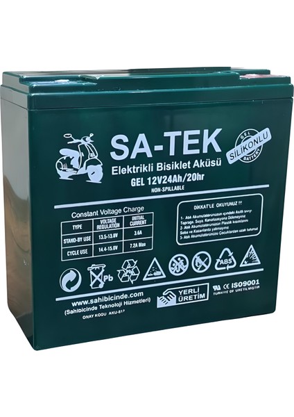 Ürün Adı: Sa-Tek 12V 24 Ah Elektrikli Motorsiklet Aküsü Set 6'lı (Üretim Yılı: 2024)