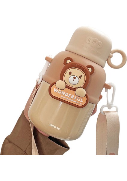 Sweet Ruı Çocuk Sevimli Çapraz Açıklıklı Yalıtımlı Su Şişesi 580ML (Yurt Dışından)