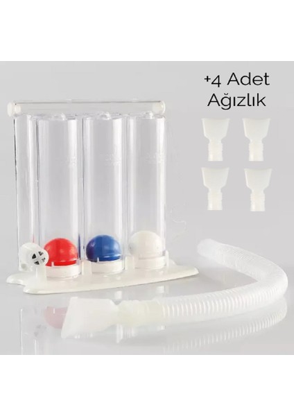 72 Adet Kutulu Medpride Yıkanabilir Triflo - Derin Nefes Egzersiz Cihazı - Nefes Ölçüm Sistemi - Solunum Egzersiz Aleti - 4 Adet Yedek Ağızlık- Yıkanabilir Hijyenik