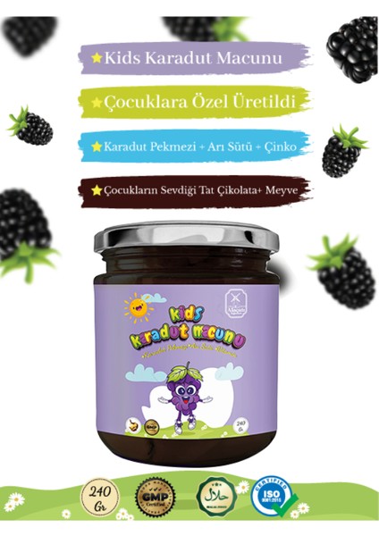 Alaçatı Değirmeni Kids Çocuk Macunu - Arı Sütü, Propolis,karadut Pekmezi, Bal ve Vitamin Katkılı Kakaolumeyveli Macun