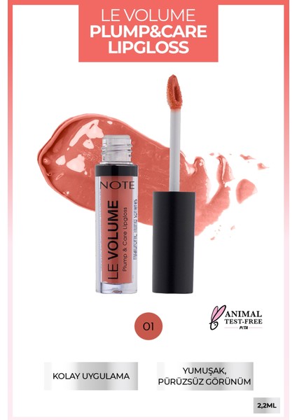 Note Le Volume Plump & Care Lipgloss Dudak Parlatıcısı 01 Happy Morning - Pembe
