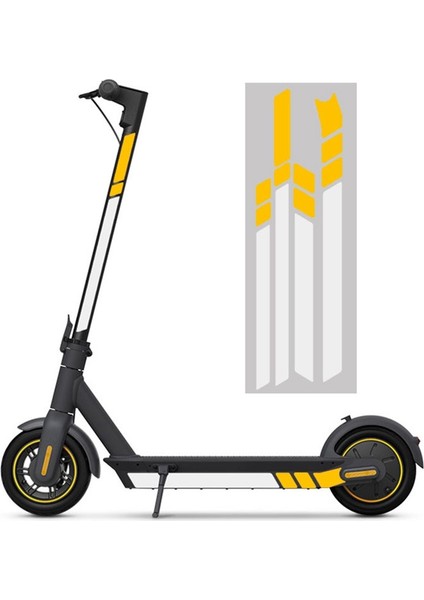 Ninebot Max G30 Kickscooter Katlanabilir Çıkartmalar Için Su Geçirmez Pvc Yansıtıcı Çıkartmalar (Sarı Sarı Beyaz) (Yurt Dışından)