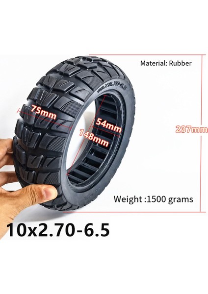 10 Inç 10X2.70-6.5 Katı Lastik Lastik Elektrikli Scooter Yedek Aksesuarlar (Yurt Dışından)