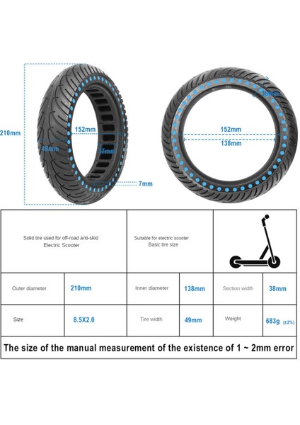 Xiaomi M365 1s Pro Elektrikli Scooter Için 8.5 Inç Katı Lastik Patlama Önleyici Lastik Emici Sönümleme Petek Lastik Sarı (Yurt Dışından)