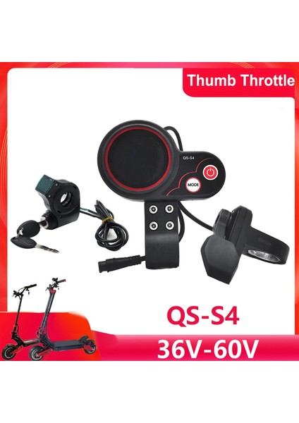 Qs-S4 36V-60V Başparmak Gaz LCD Ekran Kiti + Kontak Kilit Anahtarı Uzun Kablo Sıfır 8 9 10 8x 10X Elektrikli Scooter 6pın (Yurt Dışından)