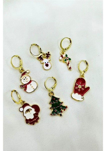 6 Lı Yılbaşı Noel Temalı Küpe Set