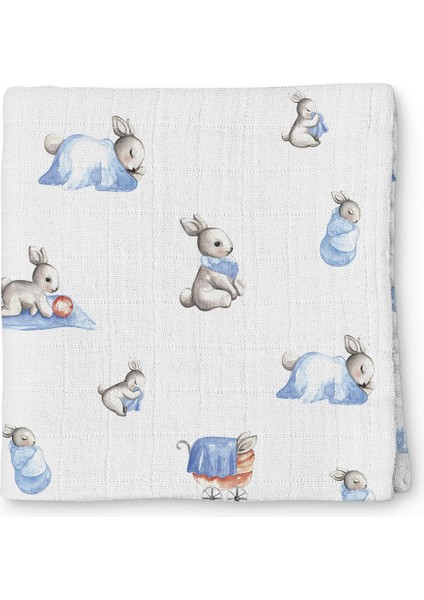 Deux Lapins Müslin Bebek Örtüsü 120x120 cm – Bébé Lapin