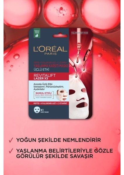 L'Oréal Paris Loreal Paris Revitalift Lazer X3 Yaşlanma Karşıtı Maske 28 gr x 3 Adet