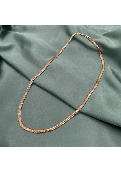 4 Mm. Balık Pulu Yılan Sırtı Rose Gold Kaplama Kadın Gümüş Zincir Kolye fiyatları