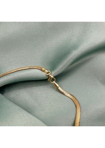 3 Mm. Balık Pulu Yılan Sırtı Altın Kaplama Kadın Gümüş Zincir Kolye modelleri