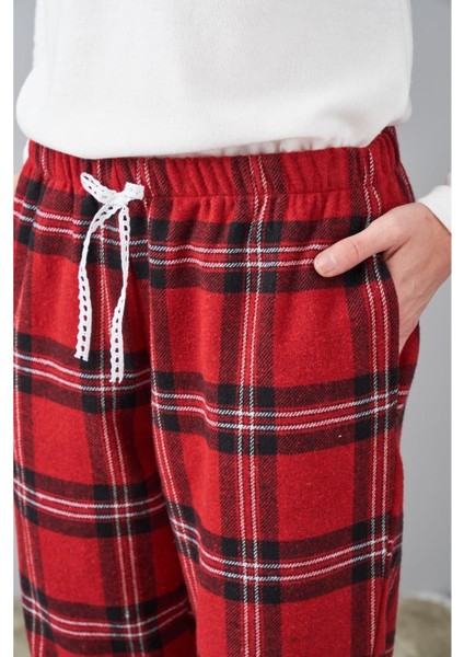 24561 Kadın Flanel Patlı Ekose Pijama Takım