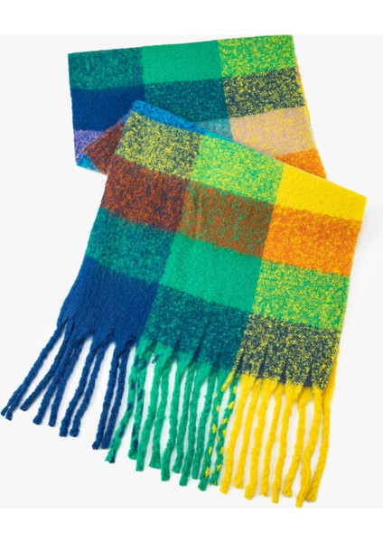 Şal Püsküllü Yumuşak Dokulu Çok Renkli