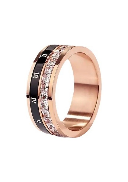 Moda Çift Yüzük Rose Gold-Roma Rakamlı Kare Pırlanta Yüzük (Yurt Dışından)