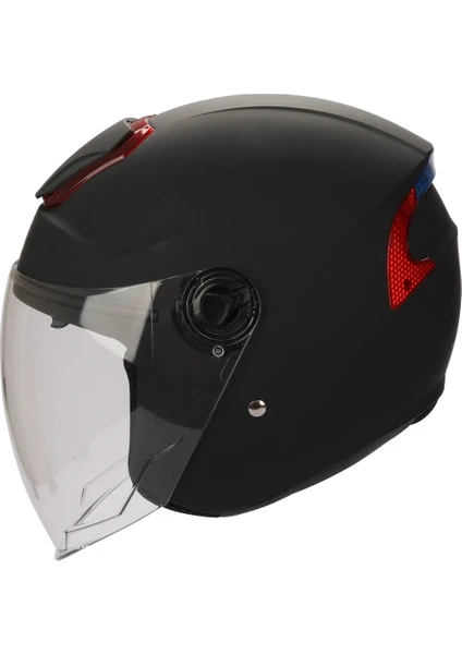 Rsv 618 Güneş Vizörlü Açık Kask (Mat Siyah)