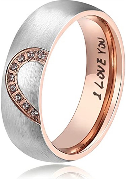 Moda Çift Yüzük Rose Gold-Kadın Tarzı (Taşlı Set) (Yurt Dışından)