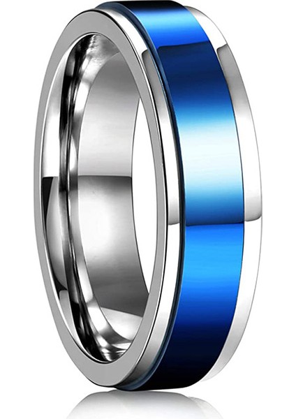 Moda Çift Yüzük Mavi-Döner Yüzük (6mm) (Yurt Dışından)