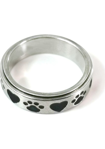 Moda Çift Yüzük Gümüş-Aşk Köpeği Baskı (Yurt Dışından)