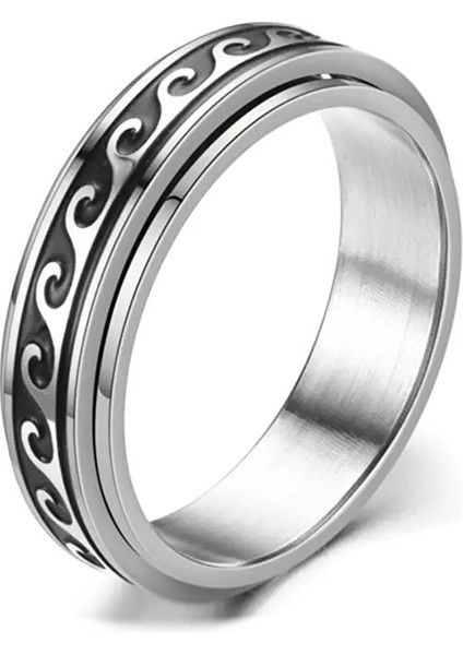 Moda Çift Yüzük Gümüş Dalga Dönen Yüzük (6mm) (Yurt Dışından)