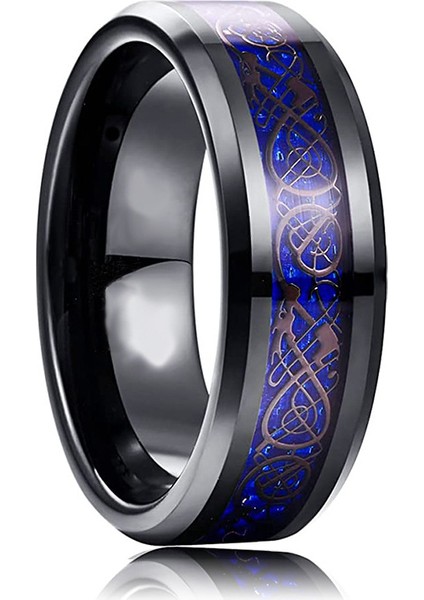 Moda Çift Yüzük Siyah Yüzük-Mavi Arka Plan Siyah Parça (Yurt Dışından)