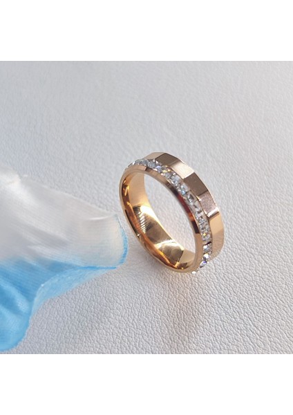 Moda Çift Yüzük Rose Gold-Kadın Kare Pırlanta (Yurt Dışından)